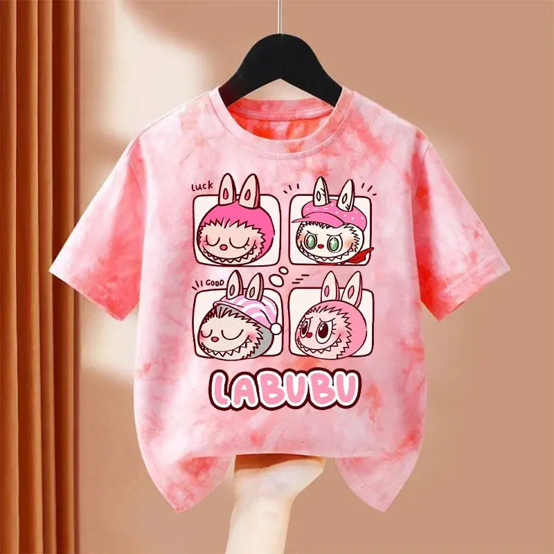 Girls Boys Children Cartoon Tie-dye Short Sleeve T-shirt Summer Cartoon Cotton Clothes Kids Cute Tee Top Birthday Gifts Trikidsworld