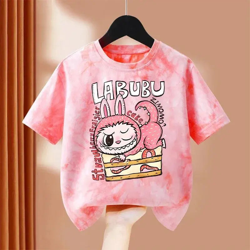 Girls Boys Children Cartoon Tie-dye Short Sleeve T-shirt Summer Cartoon Cotton Clothes Kids Cute Tee Top Birthday Gifts Trikidsworld