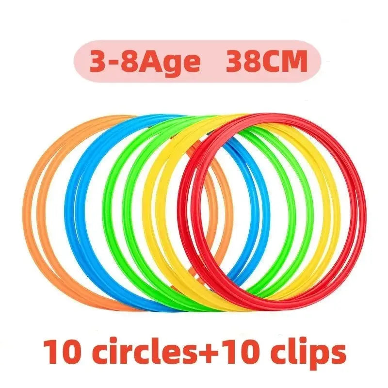 Outdoor Kids Funny Physical Training Sport Toys Lattice Jump Ring Set Game with 10 Hoops 10 Connectors for Park Play Boys Girls Trikidsworld