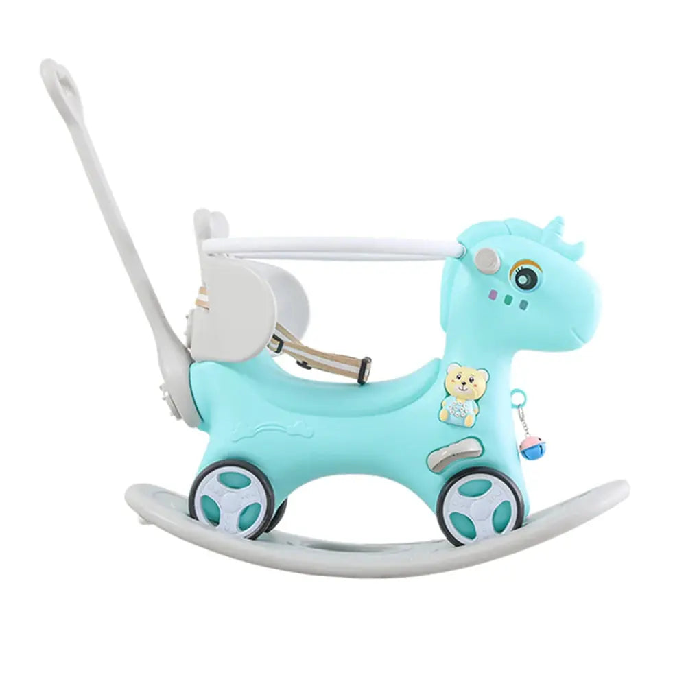 Rocking Horse for Toddlers, Balance Bike Ride On Toys with Push Handle, Backrest and Balance Board for Baby Girl and Boy Trikidsworld