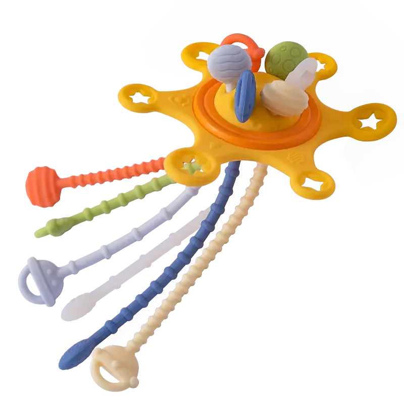 Baby Montessori Pull String Sensory Toys – Teething & Activity Silicone Toys for 6-12 Months Trikidsworld