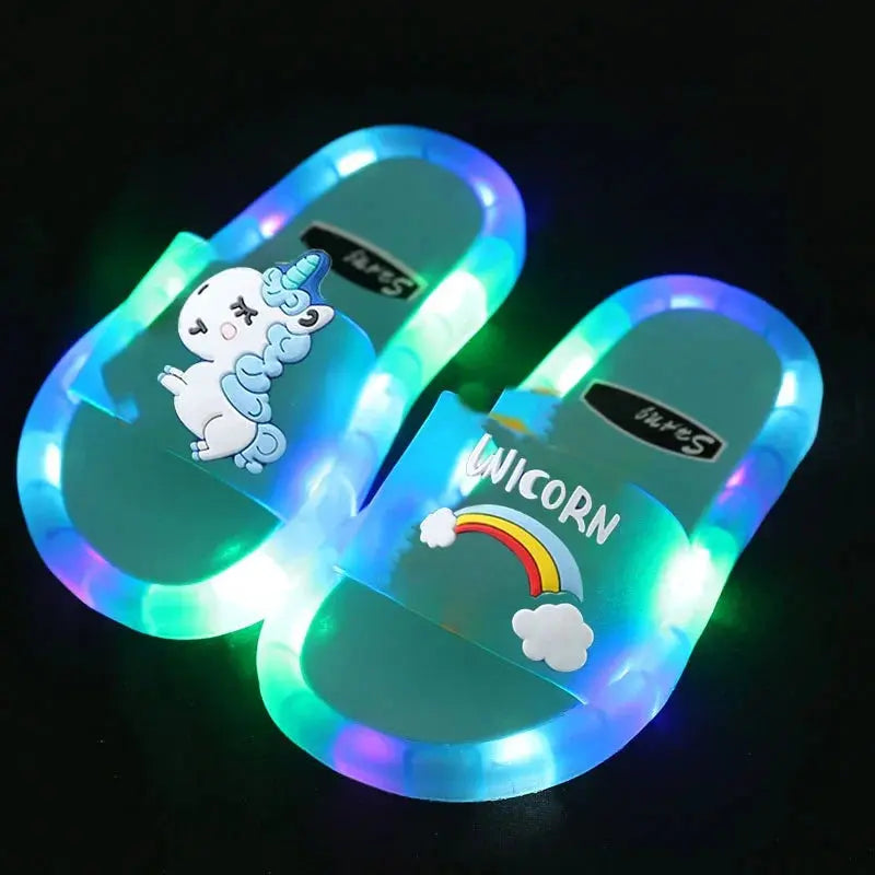 Children‘s Boys Girls Slippers Cartoon Unicorn Animals Prints Shoes Lighted Fashion Cute Shoes Bathroom Kids Toddler Slippers Trikidsworld