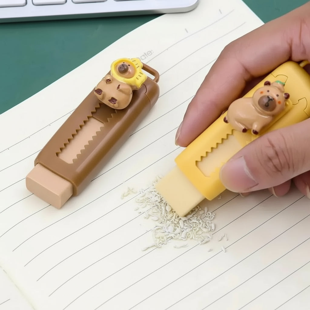 1/4pcs Capybara Erasers Set Cartoon Design 4B Eraser Retractable for Drawing Exams Kids Students Back to School Stationery A3013 Trikidsworld