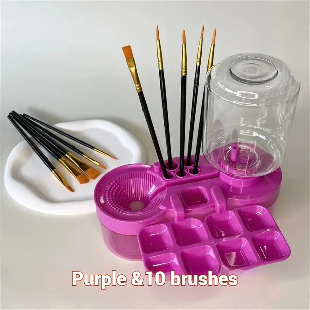 New Paint Brush Cleaner With Drain Button Automatic Water Circulation Paint Brush Cleaning Machine Cleaning Bucket Art Tools Trikidsworld