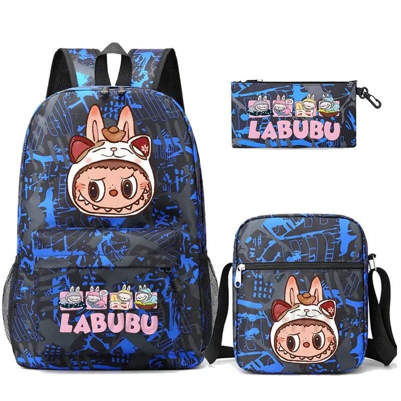 3Pcs/set Cartoon Printed Backpack Teenager Student Boy Girl Schoolbag Larger Capacity Bagpack Travel Bag Kid Gift Mochila Trikidsworld