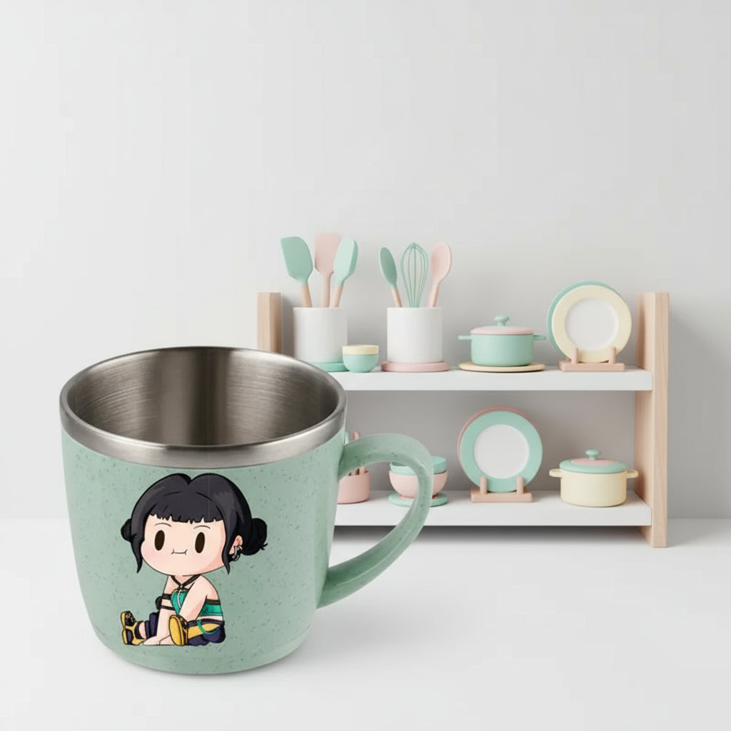 KPop Demon Hunters 304 Stainless Steel Mouth Cup Wheat Straw Element Cute Water Cups Household Anti-scalding Drinking Glass Gift Trikidsworld