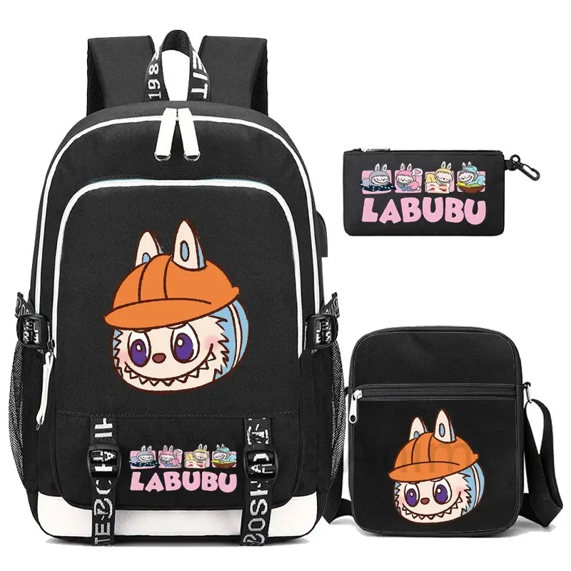 3Pcs/set Cute Backpack Shoulder Bag Pencil Case Boy Girl Teen Student Backpack Schoolbag Women Large Capacity Travel Bag Mochila Trikidsworld