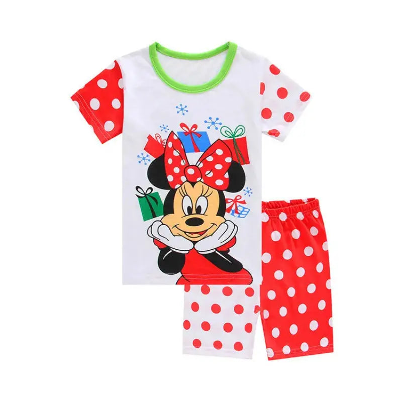 Summer Kids Pyjamas Children Sleepwear Baby Set Elsa Girls Minnie Short sleeved Pijamas Cotton Nightwear Clothes Pajamas Sets Trikidsworld