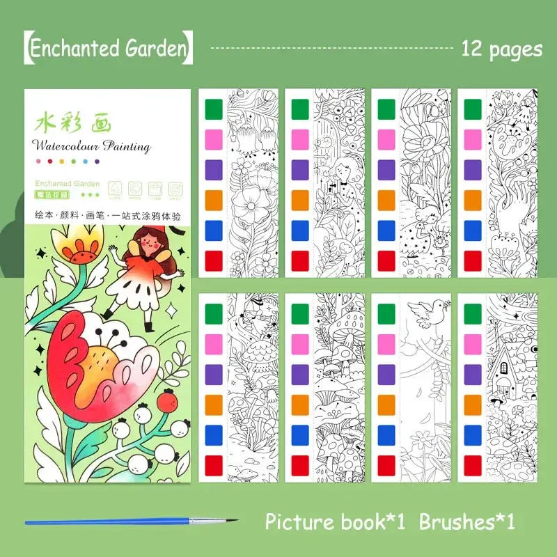 12 pages Children's Watercolor Coloring Book,Drawing Toys For Children Birthday, Thanksgiving, Halloween, Easter, Christmas gift Trikidsworld