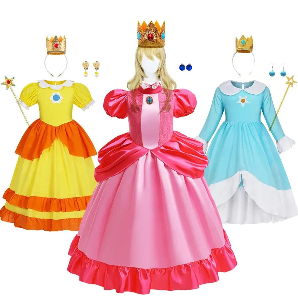 Peach Costume Girl Rosalina Dress Daisy Cosplay Children Birthday Party Dresses for Girls Trikidsworld
