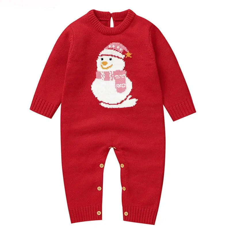 2025 Christmas Baby unisex Jumpsuit Green Newborn Cute Clothes Autumn Winter Boys Girls Round Neck Christmas Gift Knit Bodysuit Trikidsworld