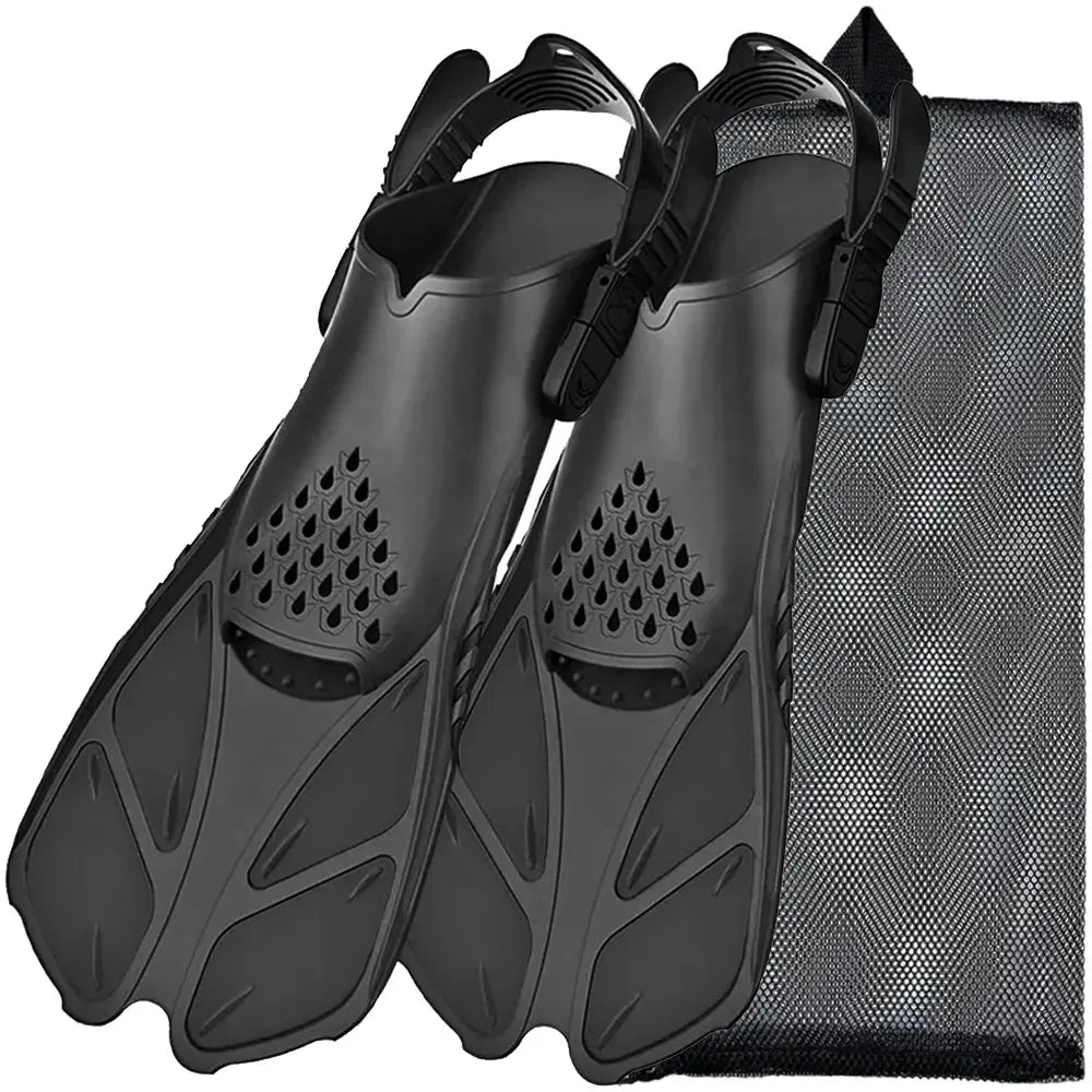 Snorkel Fins Adjustable Buckles Swimming Flippers Short Silicone Scuba Diving Shoes Open Heel Travel Size Adult Men Womens Trikidsworld