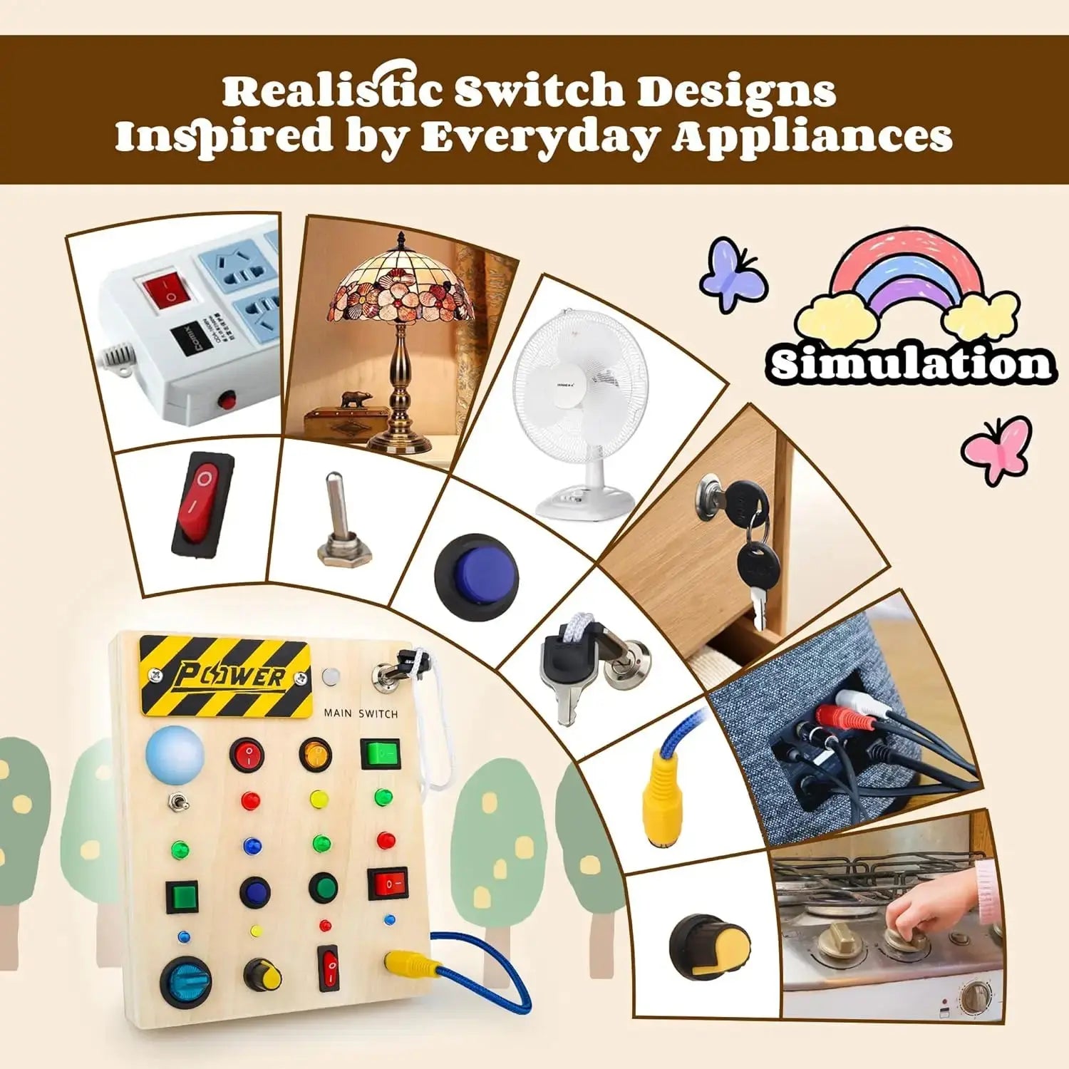 Montessori Wooden Busy Board with Sensory Activities for Toddlers Trikidsworld