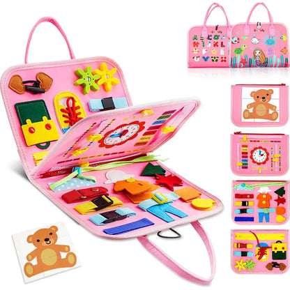 Montessori Toddler Busy Board,Autism Sensory Toys，Educational Activity Motor Skills Baby, Life Skills Learning Toys for Kids Trikidsworld