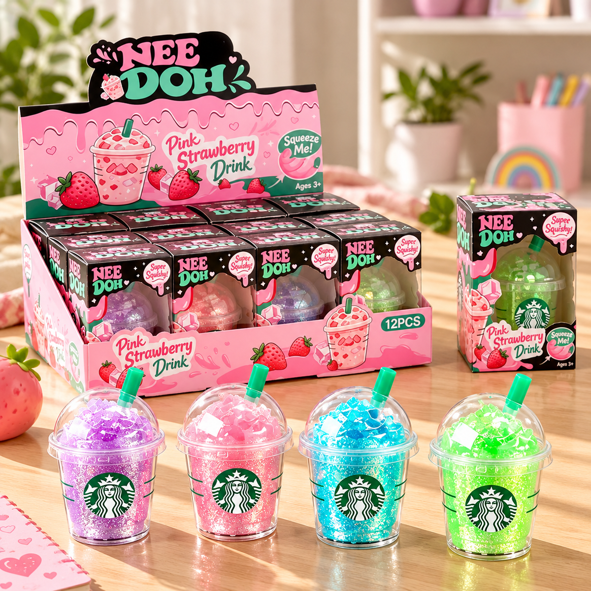 NeeDoh Glitter Drink Cup Squishy Toy – 4 Colours