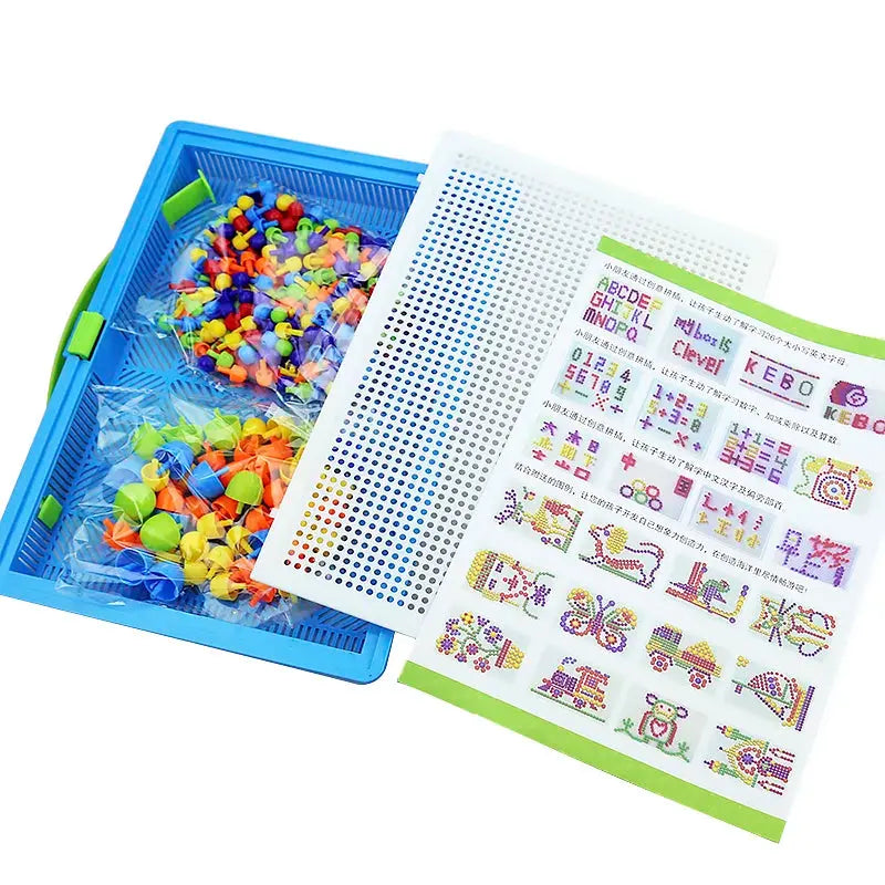 296PCS Mushroom Nail DIY Handmade Toys Children's Montessori Educational Toys Intelligent 3D Puzzle Game Jigsaw Board Gifts Trikidsworld