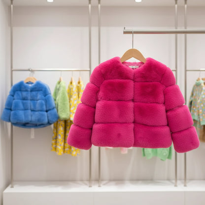 Baby Girls Faux Fur Coat Winter Children Girls Long Sleeve Christmas Jacket Warm Kids Girls Snow Coat Girls Outerwear Clothing Trikidsworld