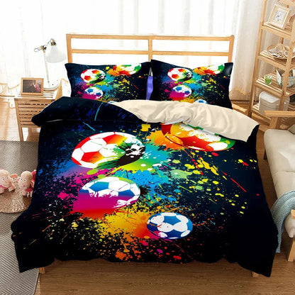 Watercolor Soccer Children Duvet Cover Set King Queen Double Full Twin Single Size Bed Linen Set Trikidsworld