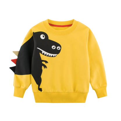 Kids Dinosaur Sweatshirt – 100% Cotton Cartoon Top for Boys