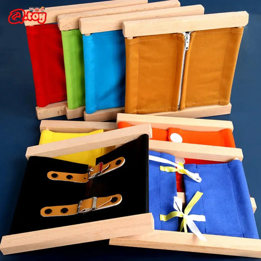 Wooden Montessori Toys Premium Dressing Frame Basic Skill Exercises Equipment Preschool Early Learning Educational Toys for Kids Trikidsworld