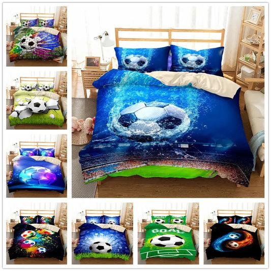 Watercolor Soccer Children Duvet Cover Set King Queen Double Full Twin Single Size Bed Linen Set Trikidsworld