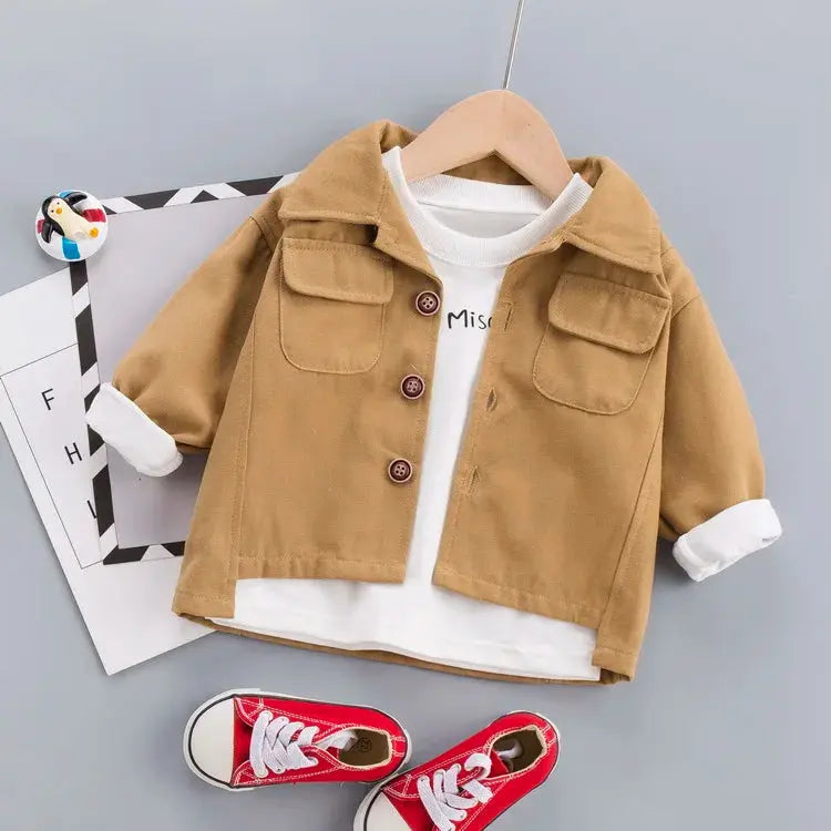 Children Spring Autumn Fashion Baby Clothes Boys Girls Cotton Solid Coat Causal Outdoor Jacket Infant Kids Top Outwear Trikidsworld