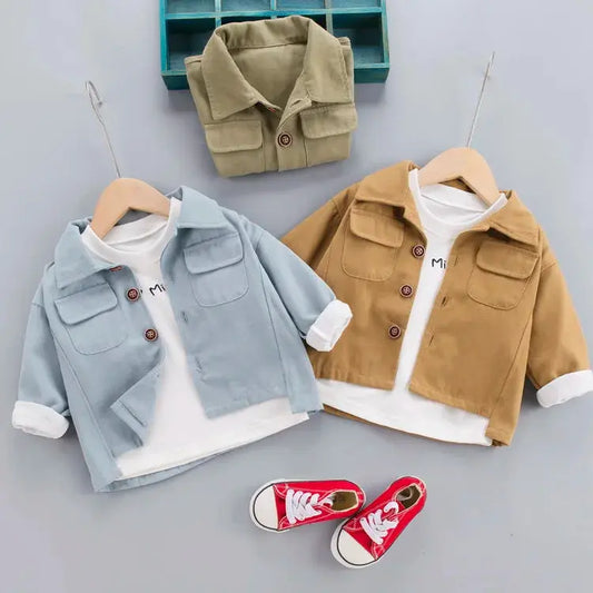 Children Spring Autumn Fashion Baby Clothes Boys Girls Cotton Solid Coat Causal Outdoor Jacket Infant Kids Top Outwear Trikidsworld