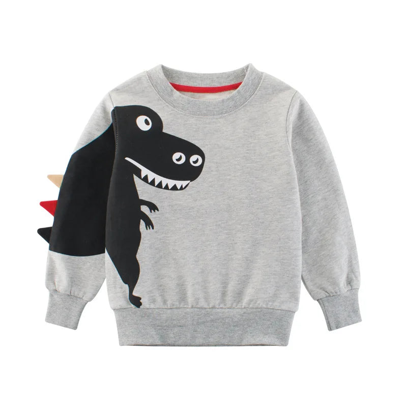 Kids Dinosaur Sweatshirt – 100% Cotton Cartoon Top for Boys