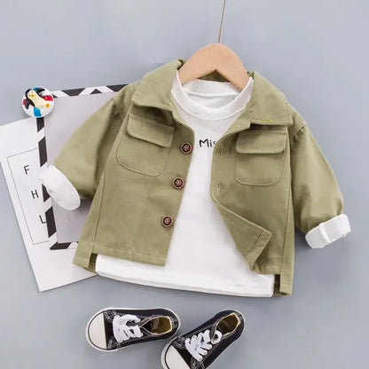 Children Spring Autumn Fashion Baby Clothes Boys Girls Cotton Solid Coat Causal Outdoor Jacket Infant Kids Top Outwear Trikidsworld