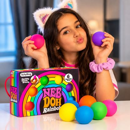 Schylling Rainbow Teenie NeeDoh Stress Balls – 6 Pack