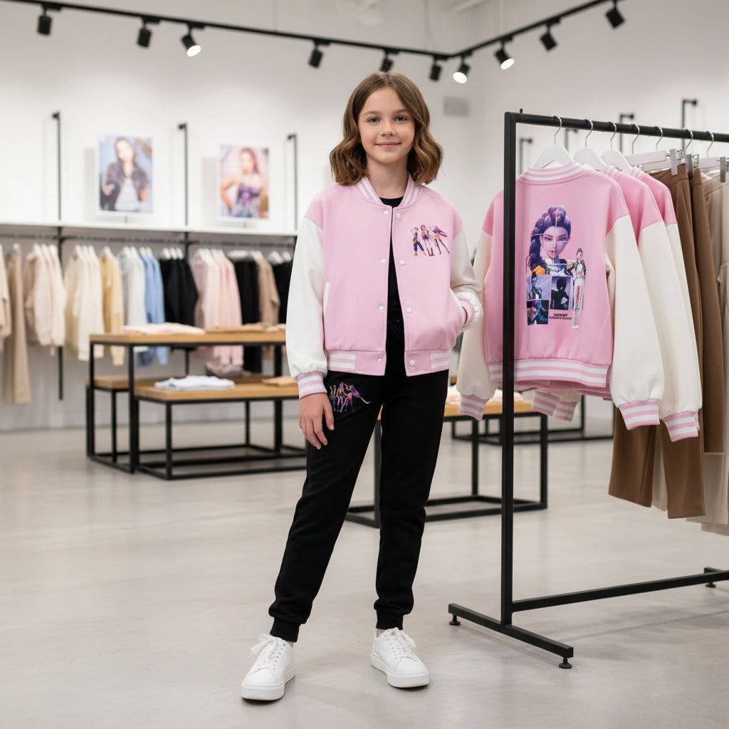 Kids Cartoon KPop Demon Hunters Huntrix Printed Baseball Uniform Hoodie + Pants Spring/Fall Clothing Boys and Girls Tracksuit Trikidsworld