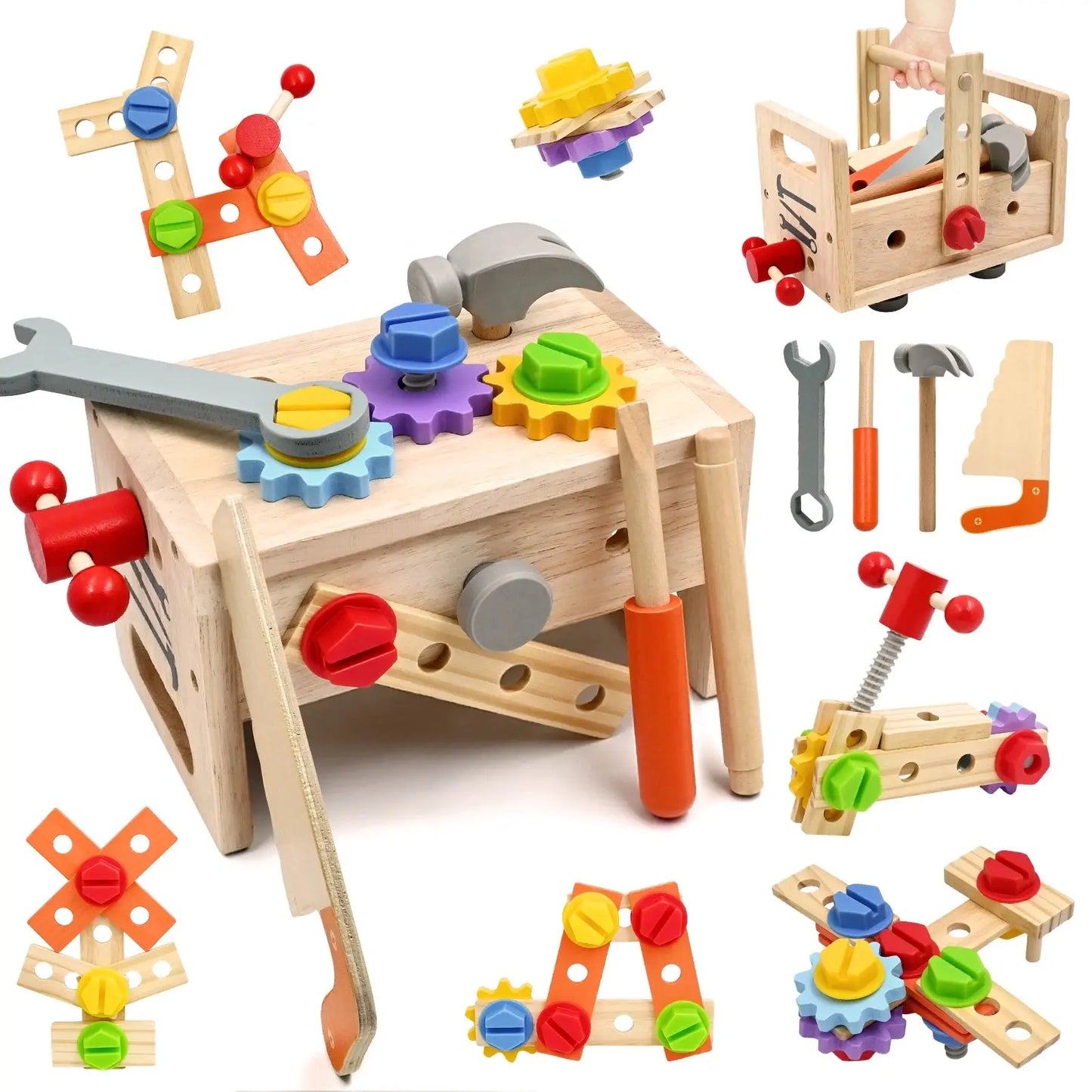 Wooden Tool Set for Kids, 29 Pcs Montessori Toddler Toys with Tool Box Trikidsworld