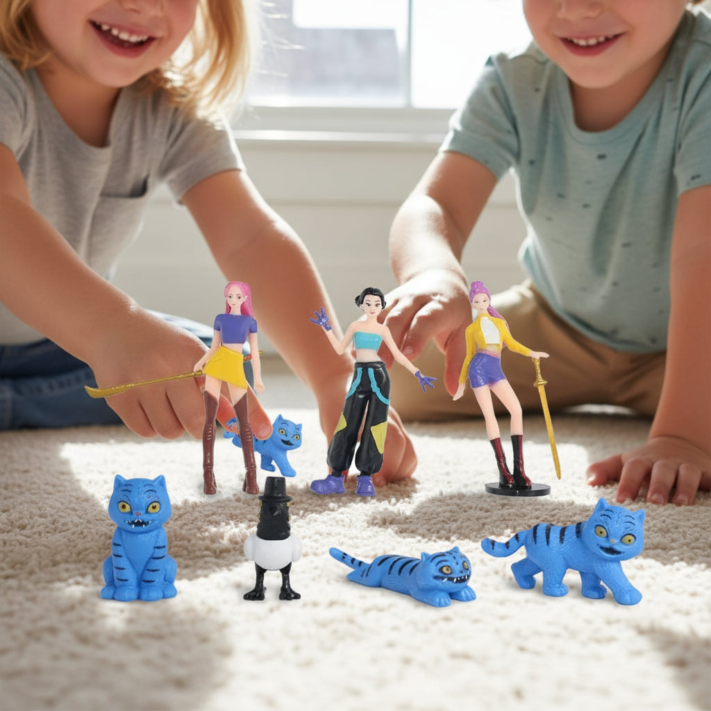 12pcs/Set Kpop Demon Hunters Action Figure Toy Derpys Tiger Rumi Mira Zoey Sussy Figurine Doll For Fans Gift Trikidsworld