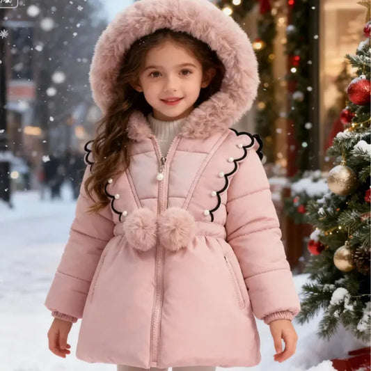 Warm Winter Jacket For Girl Large Hairy Collar Casual Thickened Cotton Jacket Korean Style Baby Down Jacket		Children's Coat Trikidsworld