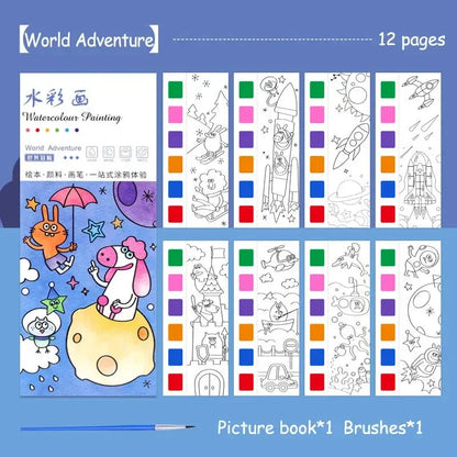12 pages Children's Watercolor Coloring Book,Drawing Toys For Children Birthday, Thanksgiving, Halloween, Easter, Christmas gift Trikidsworld
