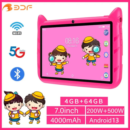 BDF 7" Kids Tablet – Android 13, 4GB+64GB, 1TB Expandable, 5G WiFi, 4000mAh, Dual Trikidsworld