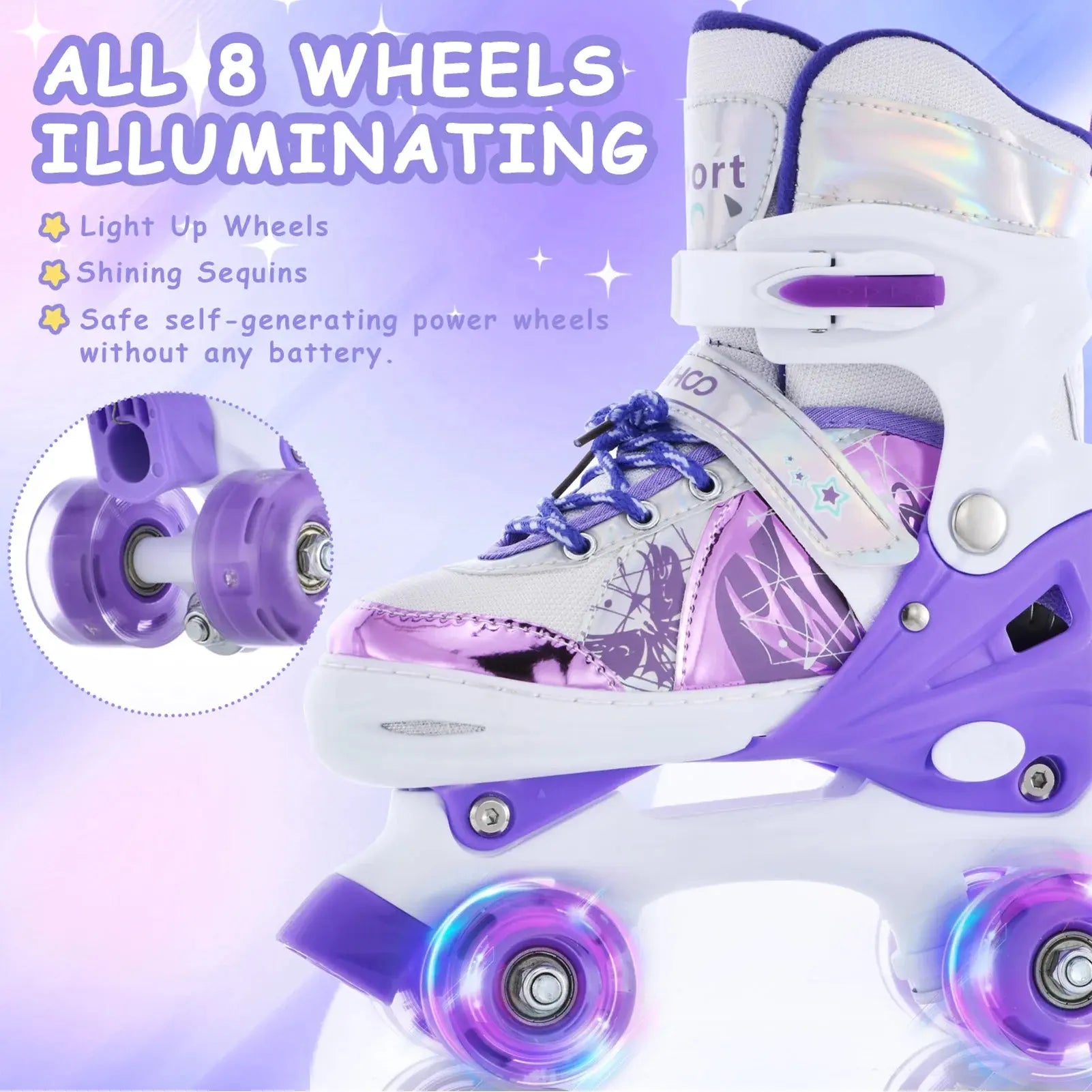 Adjustable Light-Up Roller Skates for Kids – Girls & Boys 4 Sizes Trikidsworld