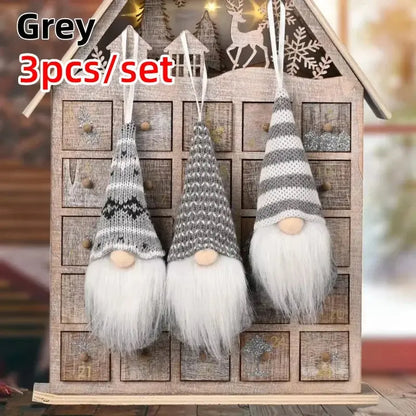 3pcs Christmas Gnomes Plush Santa Doll Knitted Fabric Xmas Tree Hanging Ornaments Gonk Dwarf Elf Decoration Gifts New Year Trikidsworld