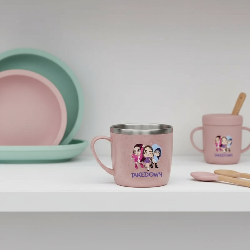 KPop Demon Hunters 304 Stainless Steel Mouth Cup Wheat Straw Element Cute Water Cups Household Anti-scalding Drinking Glass Gift Trikidsworld