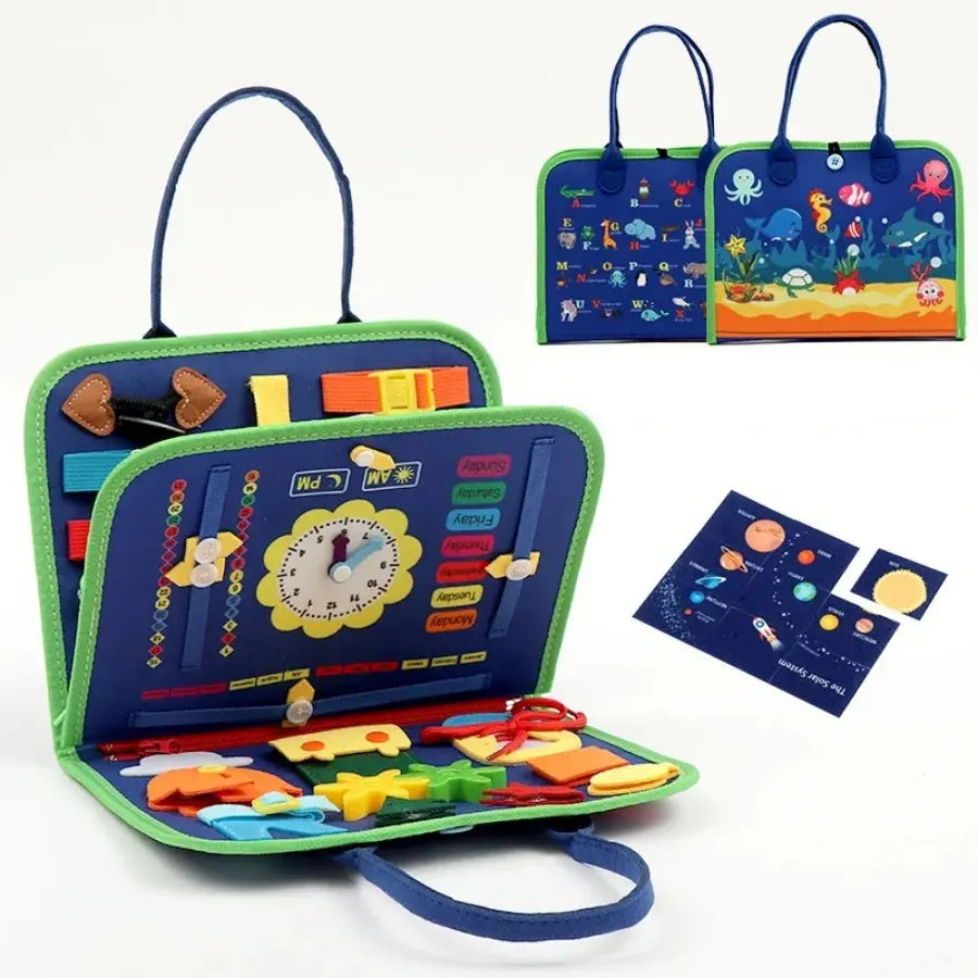 Montessori Busy Board Educational Activity Developing Sensory Board Fine Basic Dress Motor Skills Travel Toy Gift for Boys Girls Trikidsworld