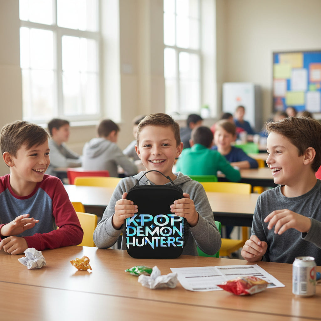 ZOEY Hamburger Ramyeon Ramen Huntrix Lunch Bag Demon Hunters Portable Lunch Box Unisex Travel Cooler Bag Oxford Tote Food Bags Trikidsworld