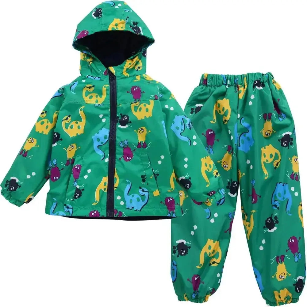 Children's Clothing Sets Cartoon Raincoat Suit Girls Boys Sets Waterproof Top and Pants 2pcs For Kids Hooded Jacket And Trousers Trikidsworld