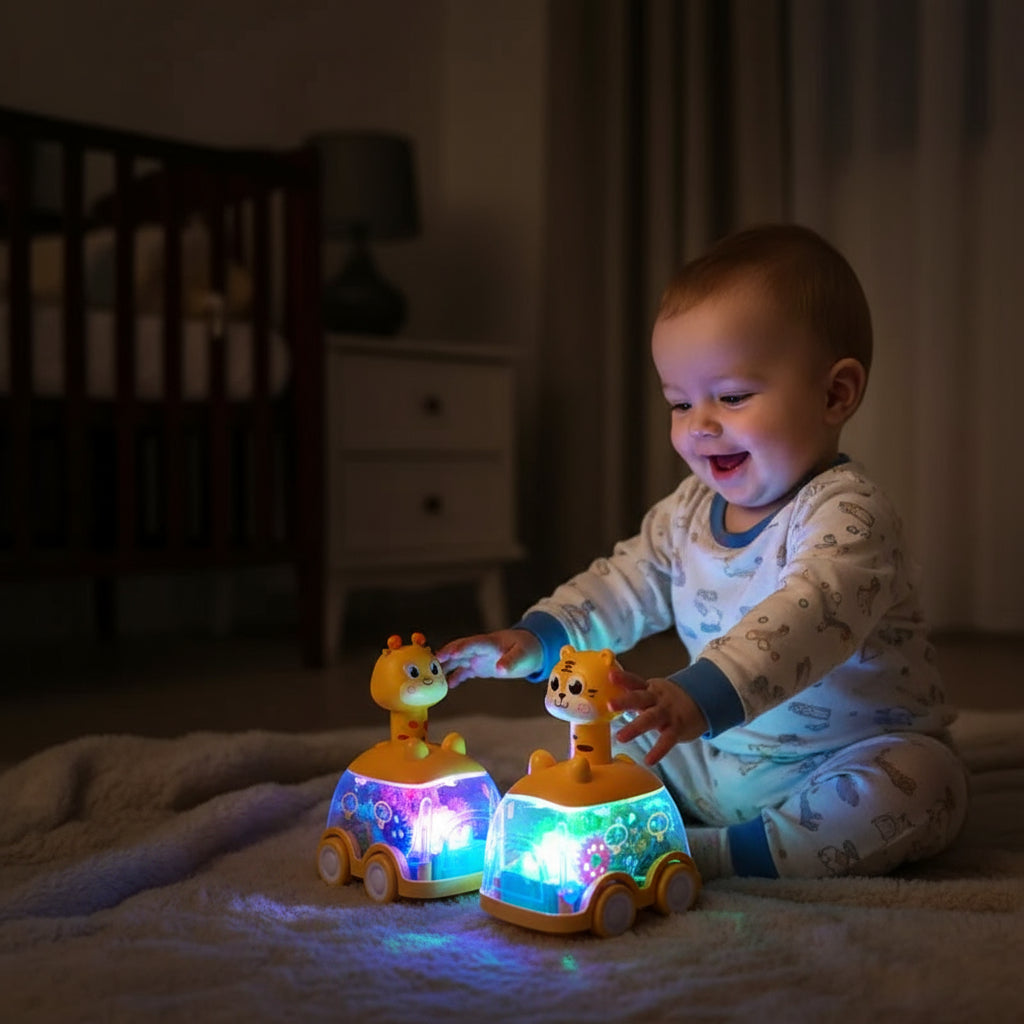 Press Gear Car Children's Toy Car Pull Back Boy Children Inertial Car Puzzle Animals Car Trikidsworld