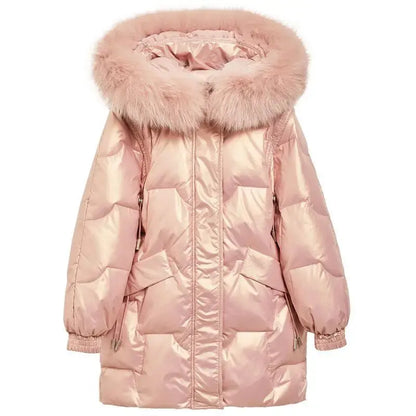 Kids Winter Down Coat 2025 New Girls Korean Fashionable Casual Daily Solid Color Hooded Cotton-padded Parkas Warm Coat Trikidsworld