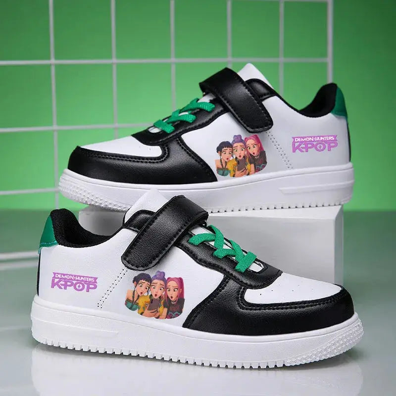 Childrens Sneakers KPop Demon Hunters Kids Skateboarding Tennis Shoes Girls White Shoes Soft Flat Student Versatile Casual Shoe Trikidsworld