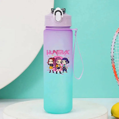 KPop Demon Hunters Gradient Water Bottles 750ml High-capacity Drinking Straw Cup   Portable Girl Outdoor Bottles Office School Trikidsworld