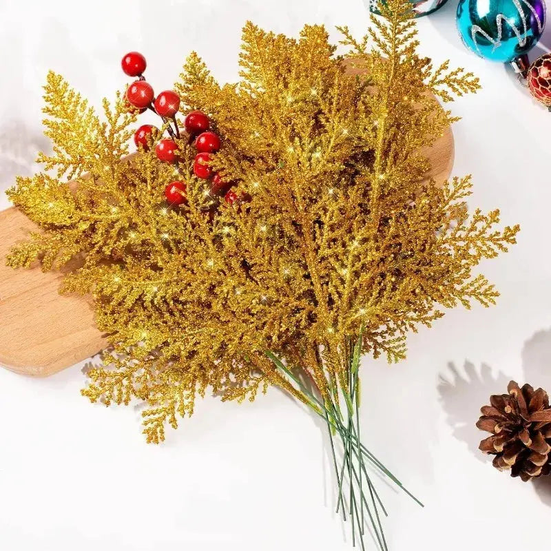 5Pcs Artificial Christmas Decor Pine Needle Home Room Decoration Christmas Tree Hanging Accessories Navidad Party New Year Decor Trikidsworld