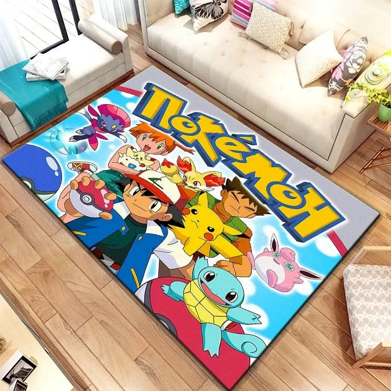 MINISO DISNEY Pikachu Cartoon Carpet Animation for Children Living Room Bedroom Floor Mat Kitchen Children's Bedroom Rug Decor Trikidsworld