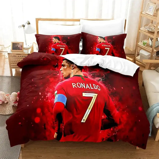 Football Star CR7 Soccer Bedding Set Boys Girls Twin Queen Size Duvet Cover Pillowcase Bed Boys Adult Fashion Home Textileextile Trikidsworld