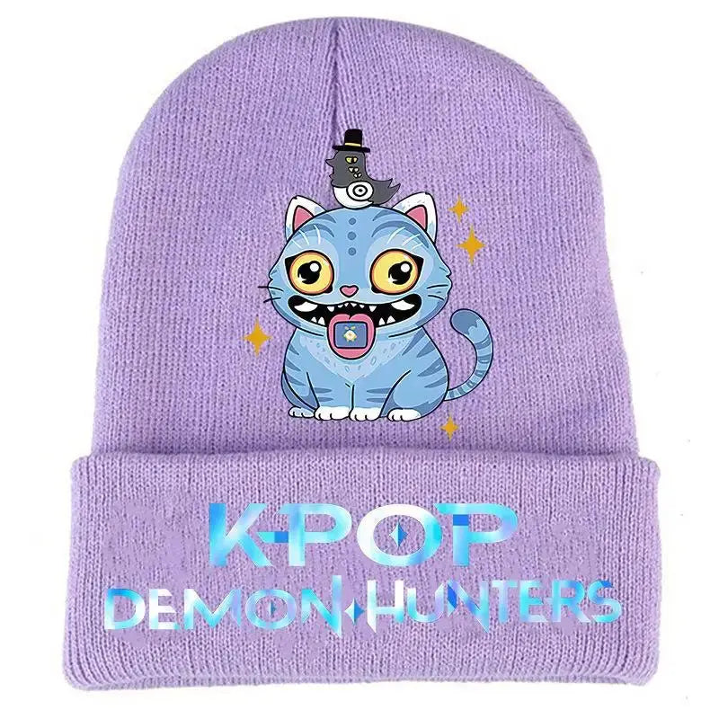 Kpop Demon Hunter Cute Knitted Hat Girls Anime  Rumi Mira Zoey Cap Kids Winter Outdoors Warm Beanies Kid Headgear Birthday Gift Trikidsworld